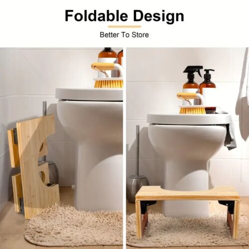 The Original Toilet Stool Bamboo Flip 7" & 9" Height, Brown Squat.
