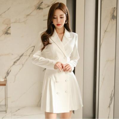 Women's Formal Suit White Blazer Pleated Dress Slim Fit Double Breasted Lapels | eBay Women's Formal Suit White Blazer Pleated Dress Slim Fit Double Breasted Lapels | eBay