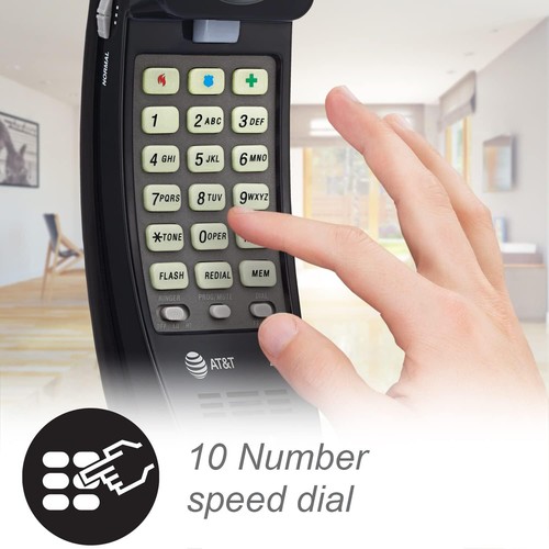 Telefon przewodowy AT&T 210 Trimline - do montażu na ścianie, bez zasilania prądem przemiennym, biały, czarny beżowy - Zdjęcie 17 z 18
