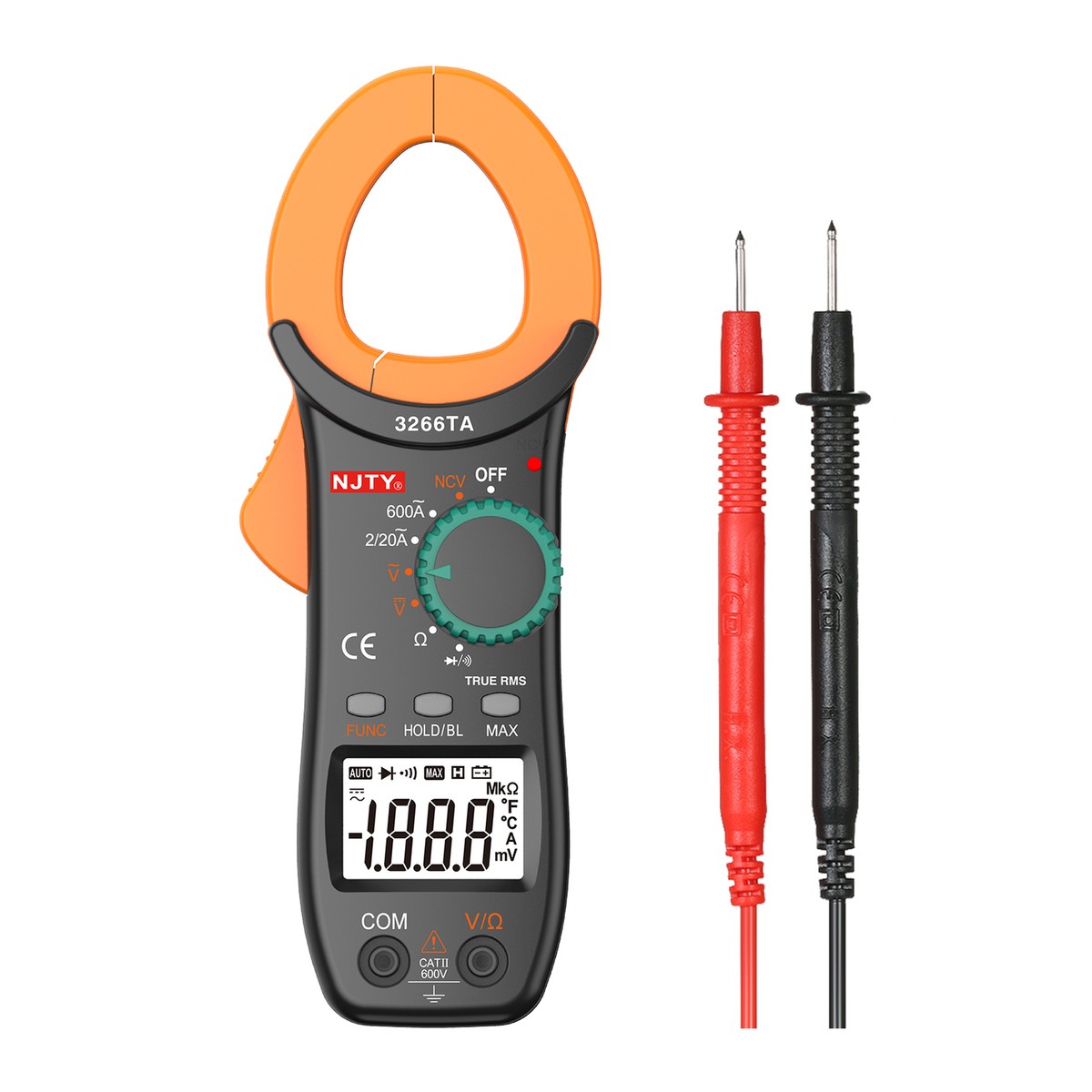 NJTY Digital Clamp Meter 2000 Counts Auto Ranging Multimeter NCV