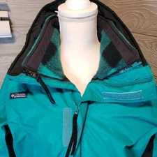 VTG 90's Columbia Bugaboo Ski Jacket TEAL Removable Fleece Liner Size L