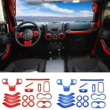Interior Mouldings 4 Doors ABS Interior Decor Kit For Jeep Wrangler JK 2011+ 18X