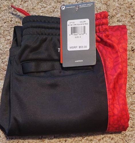 NIKE JORDAN THERMA FIT PANTS KIDS BOYS TODDLER SIZE 6 BLACK RED W/TAGS MSRP $53 - Picture 4 of 4