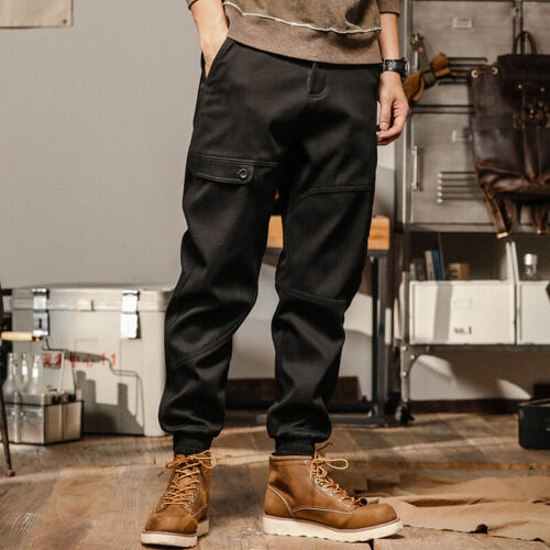 S-4XL Retro American Style Men's Cargo Harem Pants Cotton Trousers Casual Spring - Picture 27 of 30