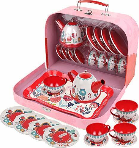 Tea Set for Little Girls, Pretend Play Tea Party Set, Floral Des