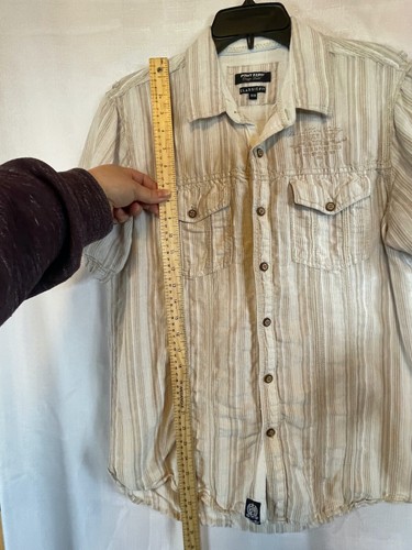 Point Zero Orange Label Mens Striped Linen Button Down Shirt Size M - Picture 9 of 12