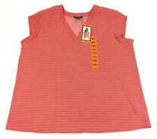 Hilary Radley Red Poppy Print Blouse XS