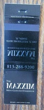 GIRLIE: MAXXIM GENTLEMEN'S STRIP CLUB MATCHBOOK MATCHCOVER (TAMPA, FLORIDA) -E23