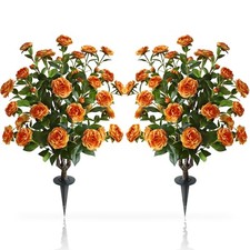 37 Inch Tall Artificial 2Pack Camellia Tree Soil Insertion w/Spike Faux Floral