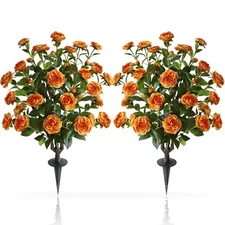 37 Inch Tall Artificial 2Pack Camellia Tree Soil Insertion w/Spike Faux Floral