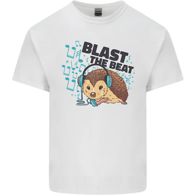 Un Musica Dj Hedgehog Cuffie Danza Uomo Cotone T-Shirt