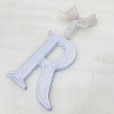 NEW  AMSCAN Ceramic Baby Wall Decor Hanging Letter Monogram Initial R Light Blue