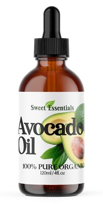 Organic Avocado Oil, 4oz Glass, Imported From Italy, Cold Pressed, 100% Pure