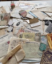 Over 2 Pounds GREAT Vintage Paper Ephemera Lot Billheads Money Military READ