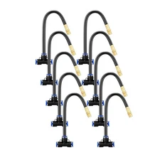 10 Pcs Brass Misting Nozzles Tee with 8 Inch Built in Hose 360 Degree4362