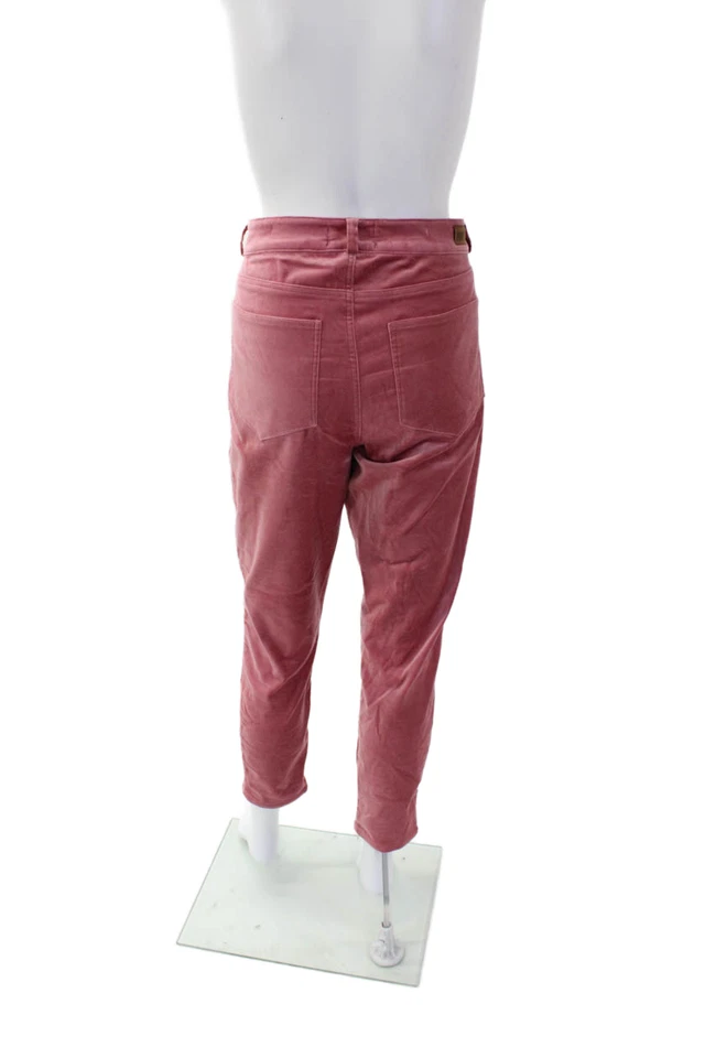 Paige Black Label Mujer Hoxton Terciopelo Ajustado Pierna Recta Pantalones Rosa Talla 30 Foto 3 de 4