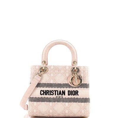 Christian Dior Lady D-Lite Bag Cannage Embroidered Raffia Medium
