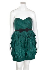 *SALE!* Phoebe Couture Emerald Green 100% Silk Ruffle Party Cocktail Dress sz 12