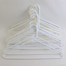 Lot of Opaque White Tubular Clothing Hangers with Hooks