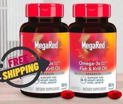 2 Pack   MegaRed Omega-3 Fish Oil + Krill Oil 500mg | 80 Softgel Each Best sale
