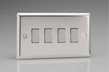Switch Silver Quad Light 10A 4-Gang 2-Way Classic Mirror Chrome Varilight XC9D