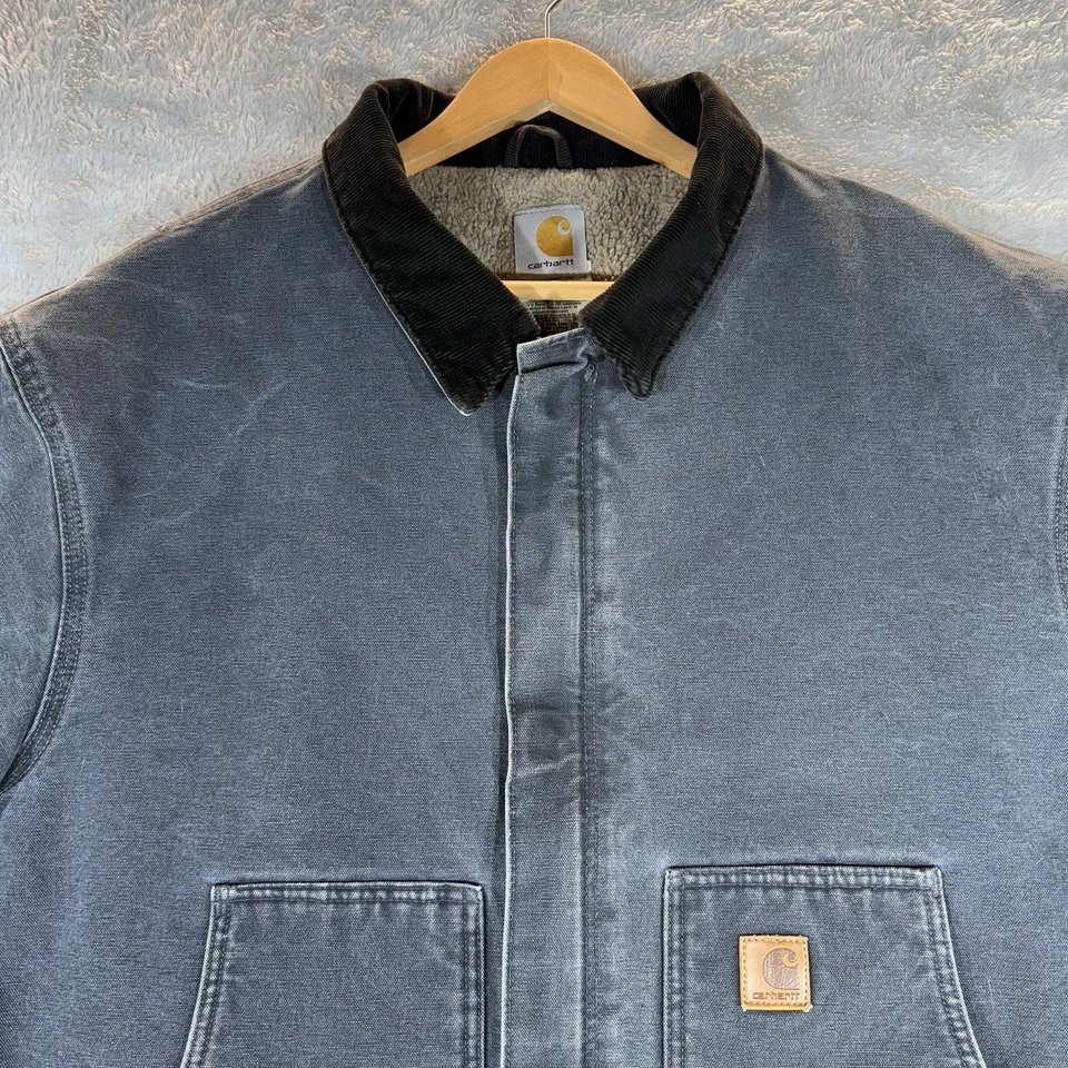 Chaqueta de Colección Carhartt Para Hombres 2XL Gris J164 PTL Sherpa Forrada Cremallera Completa Ropa de Trabajo Foto 4 de 4