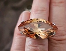 Sterling Silver Ring Fancy Yellow Topaz Gemstone 925 Size 5,5