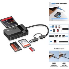 4 in 1 USB C Memory Card Reader SD MS CF TF Adapter Supports Simultaneous Read