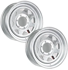 eCustomrim 2-Pk Boat Trailer Rims Wheels 15" 15X6 6 Lug Galvanized Spoke