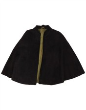Vintage Womens Open Suede Cape Coat One Size Black DF06