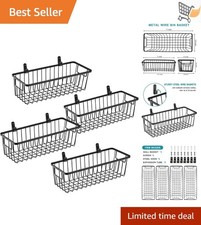 Farmhouse Metal Wire Wall Mount Baskets 4 Pack Rustic Storage Organizer