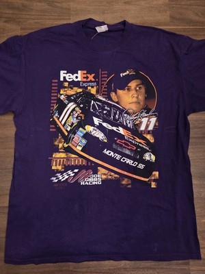 Vintage Denny Hamlin #11 FedEx NASCAR T-Shirt XL Chase Authentics 2005 FedEx 