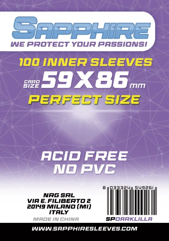 GCC Bustine Protettive Sapphire Dark Lilla 59x86mm Perfect Size Carte Sleeves