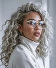 Ombre Silver Ash Blonde Curly Wigs for Women 100% Human Hair Lace Front Wigs
