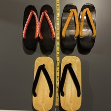 Vintage Japanese Sandals Wooden Shoes Geisha Kimono Halloween Cosplay Set of 3