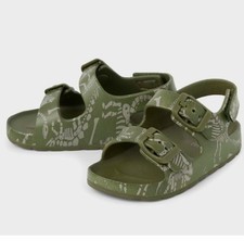 The Children's Place Toddler Buckle Dino Green Slide Sandals wBackstrap Size 4
