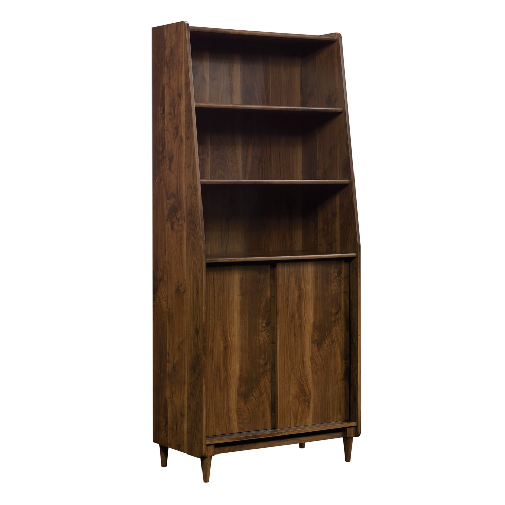 Mid Century Modern 4 Shelf Wide Bookcase Brown Engineered Wood