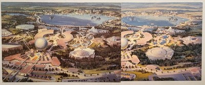 Walt Disney World postcards; 2 different EPCOT pre-opening artist's drawings