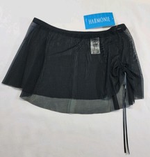 Capezio Harmonie Sheer mesh pull On skirt left side adjustable ruching Black PS