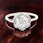 ESTATE 10K WHITE GOLD NATURAL DIAMOND BALARINA BAGUETTE RING SIZE 8.75 #7967 — photo 1