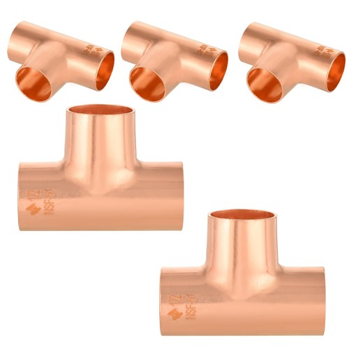 5 PCS 1x1x1 C x C x C Copper Tee Sweat Solder Connection Commercial Pipe