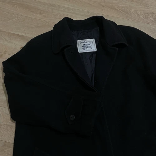 Cappotto vintage Burberry TRENCH INVERNALE lana ANGORA donna nero taglia 10US M