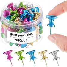 100 Pcs Giant Push Pins Large Thumb Tacks Metal Heads 1 Inch Jumbo Push Pins for