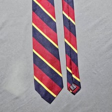 G. H. Bass Silk Necktie Mens One Size Navy Red Yellow Striped Collegiate Preppy