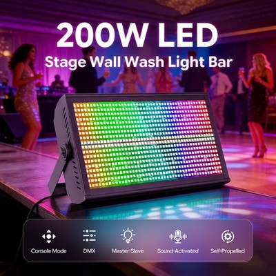 200W LED RGBW DMX Wallwasher Strobe Bühnenlicht Stroboskop Party DJ Bühneneffekt