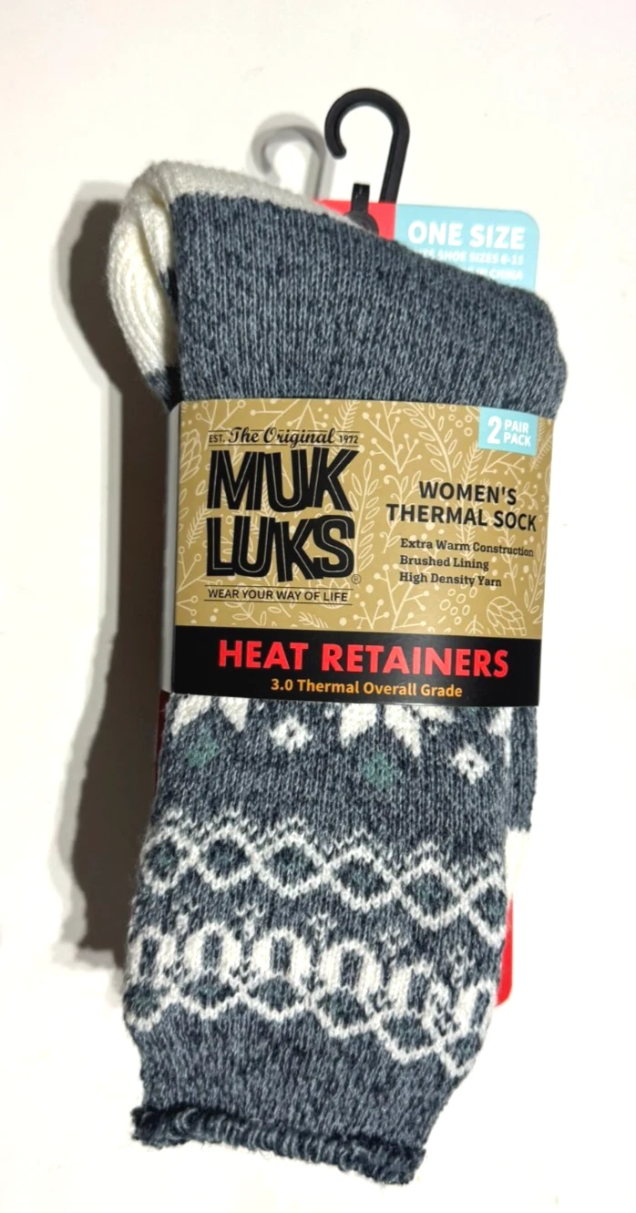 MUK LUKS Heat Retainers Socks Women's 2 Pair One Size
