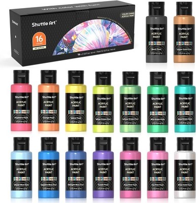 Shuttle Art Acrylfarben Set 16 Chamäleonfarben Perlglanz 60ml