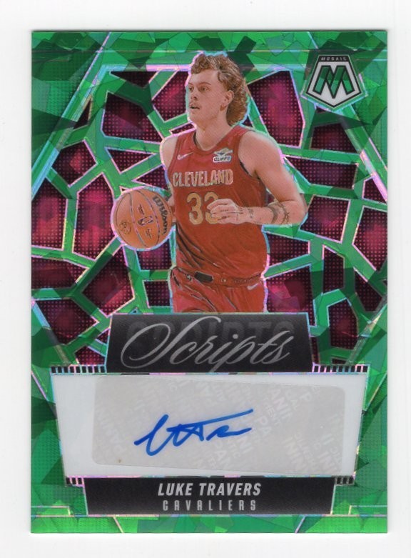 2024-25 Panini Mosaic Scripts Green Luke Travers #MS-LTC Auto Parallel