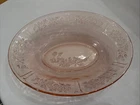 Vintage Federal Pink Depression Glass Sharon Cabbage Rose Oval Serving Bowl