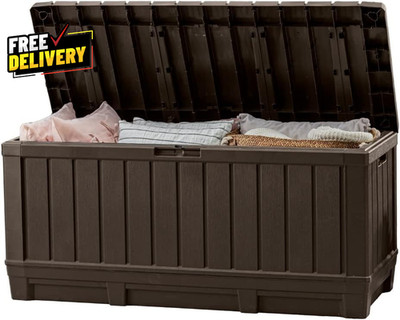 92 Gallon Resin Deck Box Outdoor Patio Storage for Cushions Tools Brown 